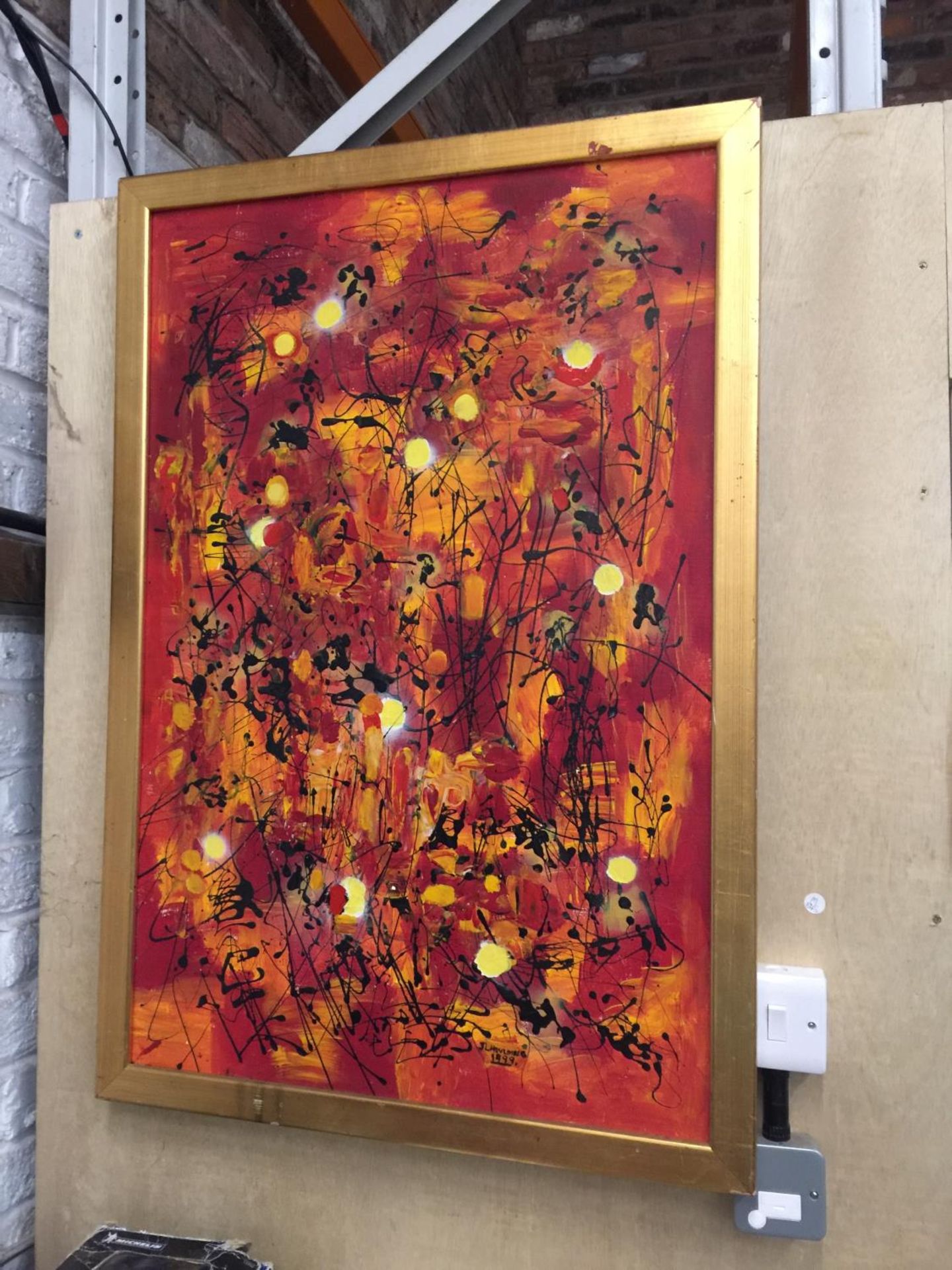 AN ORIGINAL FRAMED ABSTRACT OIL PAINTING