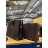 TWO VINTAGE LEATHER BRIEFCASES