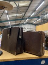 TWO VINTAGE LEATHER BRIEFCASES