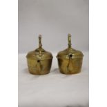 TWO SMALL VINTAGE BRASS TEAPOTS