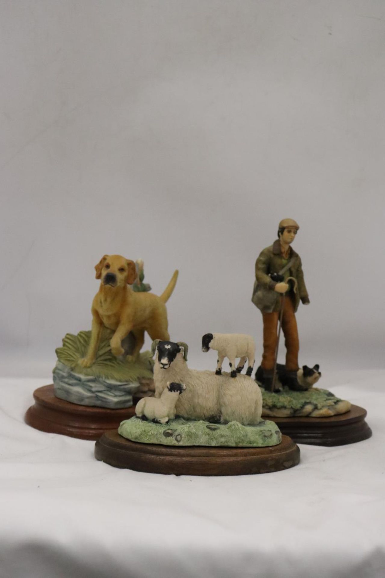 TWO BORDER FINE ARTS FIGURES ON WOODEN BASES TO INCLUDE SHEEP AND A FARMER WITH A SHEEP DOG, BOTH - Image 2 of 6