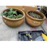 TWO LARGE TERRACOTTA GARDEN PLANTERS