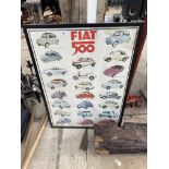 A FRAMED FIAT 500 POSTER