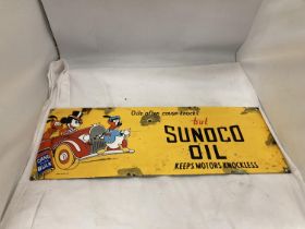 AN ENAMEL DISNEY SUNOCO OIL SIGN