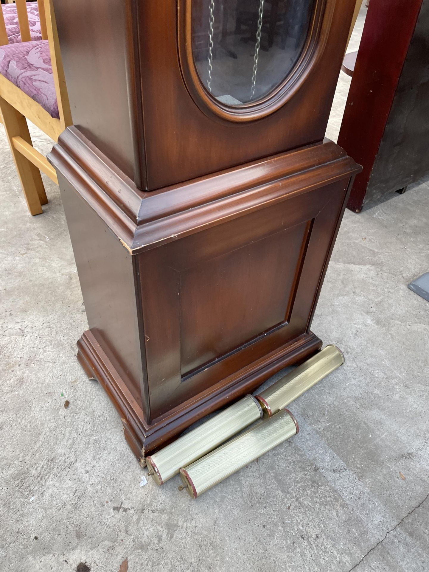 A MODERN THREE WEIGHT HERTZ LONGCASE CLOCK WITH GLASS DOOR - Image 2 of 6