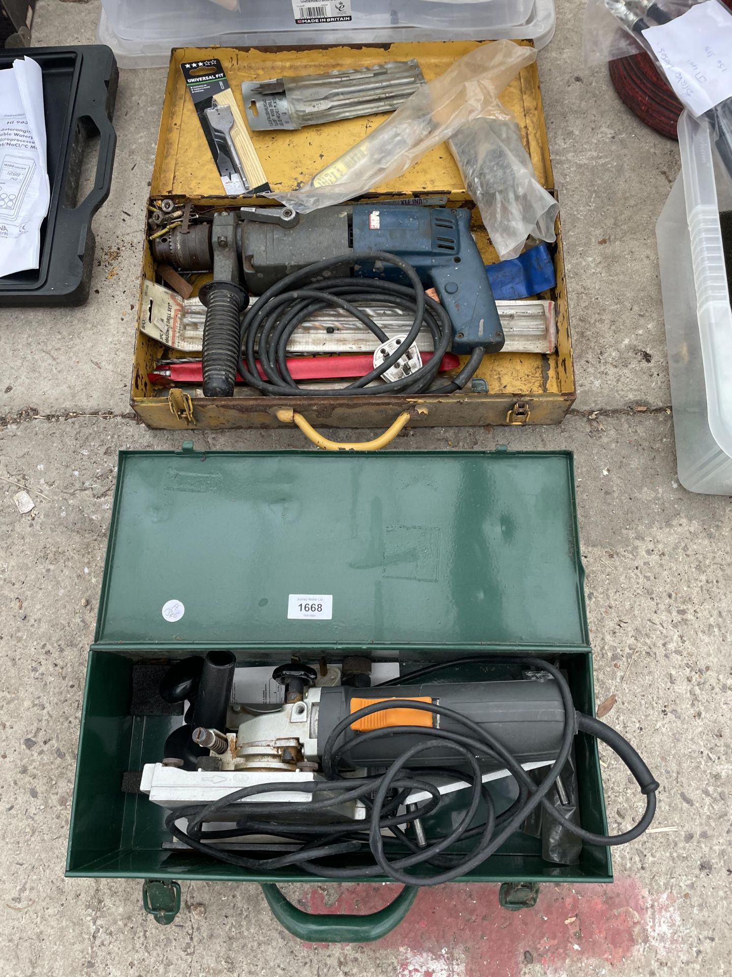 AN ELU BISCUIT JOINTER AND AN ELECTRIC DRILL