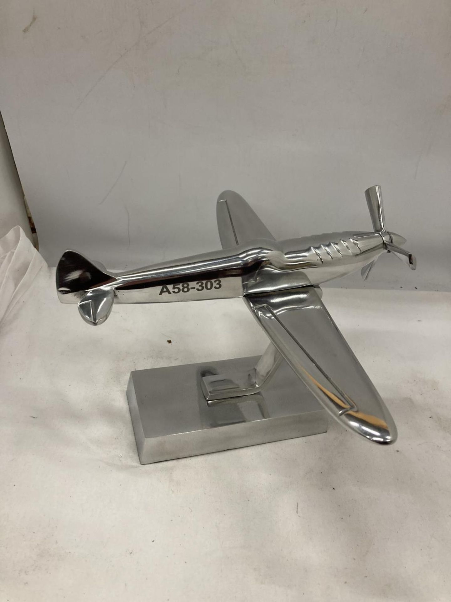 A CHROME SPITFIRE ON A STAND - Image 2 of 4