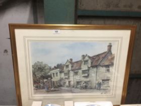 A FRAMED PRINT OF THE MARKET HOUSE BY E R STURGEON