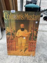 A PRINT ON BOARD OF A COLMANS MUSTARD SIGN