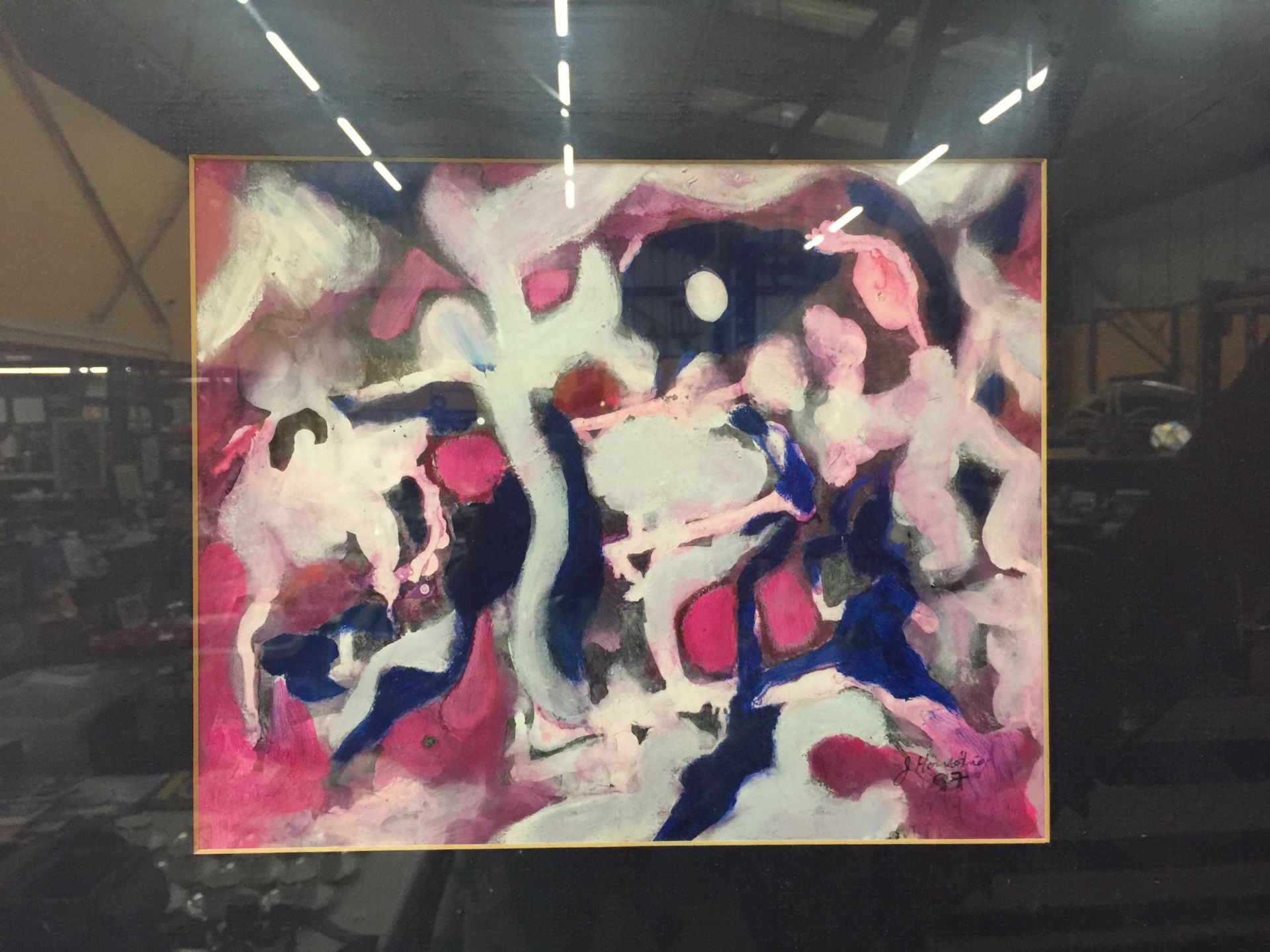 A FRAMED ORIGINAL ABSTRACT OIL PAINTING - Image 2 of 2