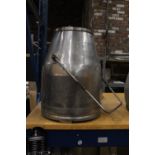 A STAINLESS STEEL MILK CHURN, HEIGHT APPROX 40CM