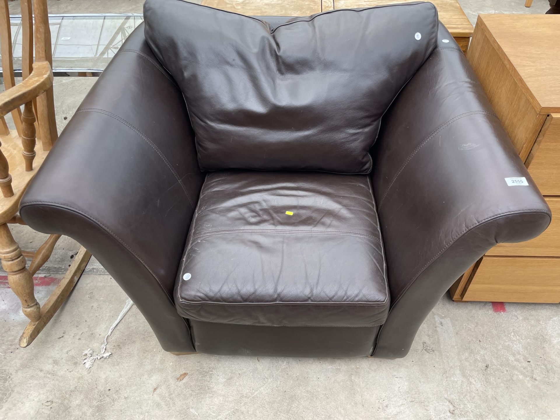 A MULTIYORK LEATHER EASY CHAIR