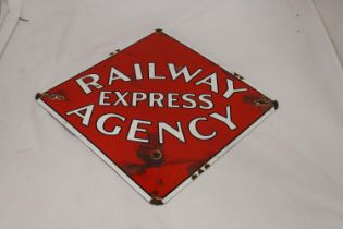 AN ENAMEL RAILWAY EXPRESS AGENCY SIGN