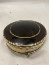 A HALLMARKED BIRMINGHAM SILVER AND TORTOISE SHELL LIDDED POT