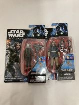TWO MINT ON CARDS STAR WARS, ROGUE ONE 3.75 INCH FIGURES TO INCLUDE CASSIAN ANDOR AND JYN ERSO
