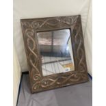AN ARTS AND CRAFTS COPPER MIRROR, 30CM X 35CM