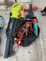 AN ELECTRIC GARDEN GEAR LEAF BLOWER AND TWO ELECTRIC HEDGE TRIMMERS