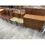 A SET OF FOUR G-PLAN DINING CHAIRS AND SIMILAR DROP-LEAF DINING TABLE