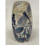 AN ANITA HARRIS DRAGONFLY LUSTRE VASE SIGNED IN GOLD