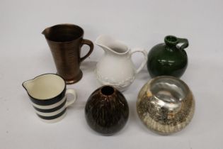 A QUATITY OF LARGE CERAMICS TO INCLUDE JUGS AND VASES