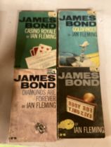 FOUR IAN FLEMMING JAMES BOND BOOKS TO INCLUDE FORYOUR EYES ONLY,DIAMONDS ARE FOREVER, GOLDFINGER,AND