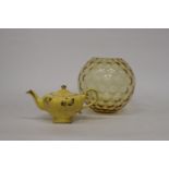 AN ARTHUR WOODS TEAPOT AND A LARGE RETRO GLASS BOWL