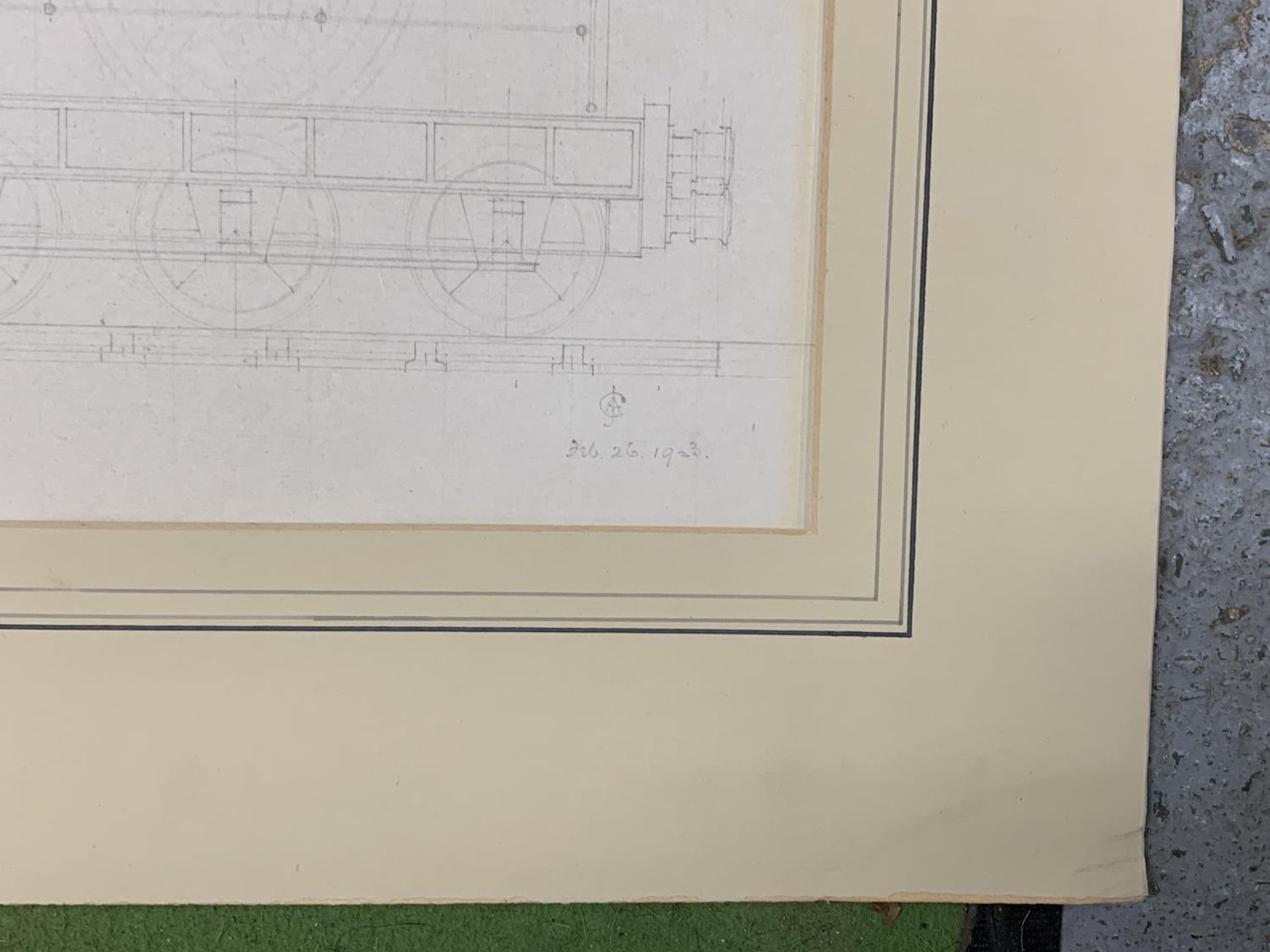 A BLUE PRINT PENCIL DRAWING OF A STEAM TRAIN, DATE 1923 - Bild 4 aus 6