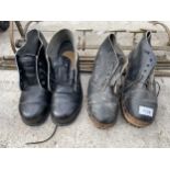 TWO PAIRS OF VINTAGE BELIEVED BRITISH COAL ISSUED BOOTS