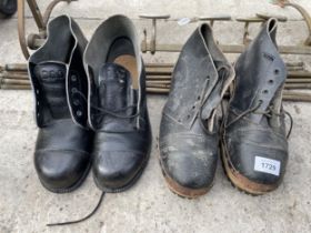 TWO PAIRS OF VINTAGE BELIEVED BRITISH COAL ISSUED BOOTS