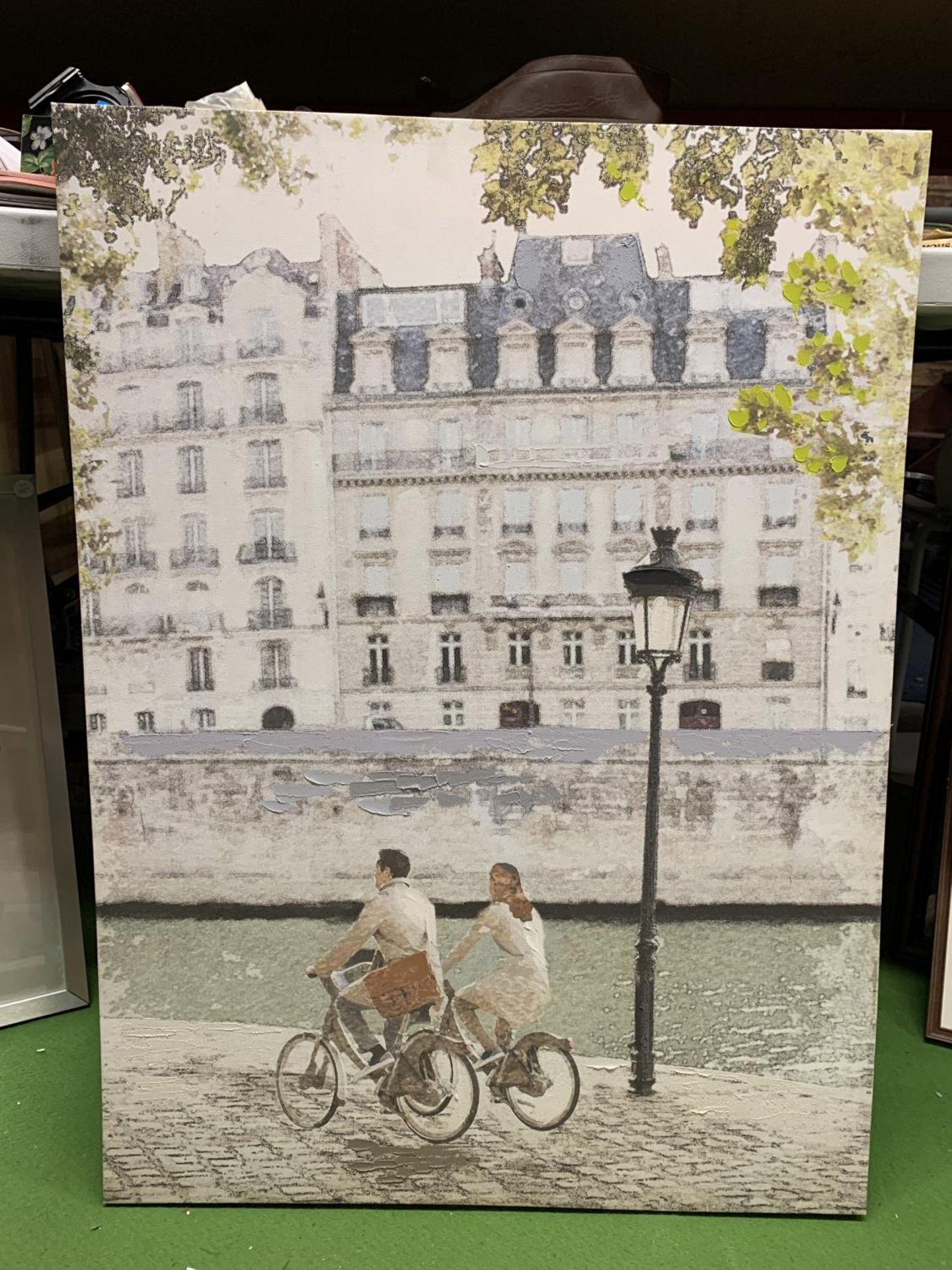 TWO CANVAS PRINTS, A PARISIEN SCENE AND AMSTERDAM CANAL SCENE - Image 2 of 3