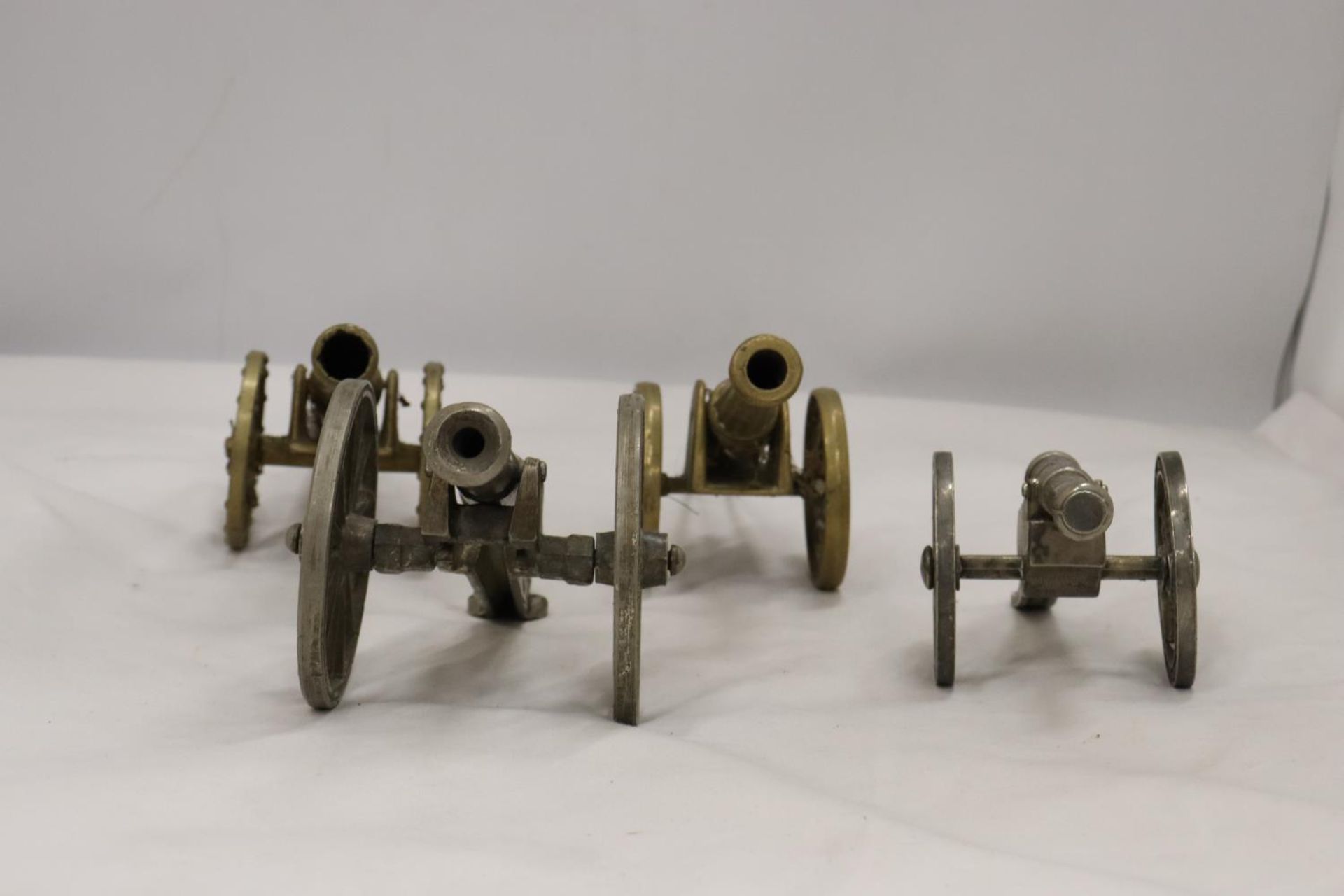 FOUR MODEL CANONS, TWO BRASS AND TWO WHITE METAL - Image 2 of 3