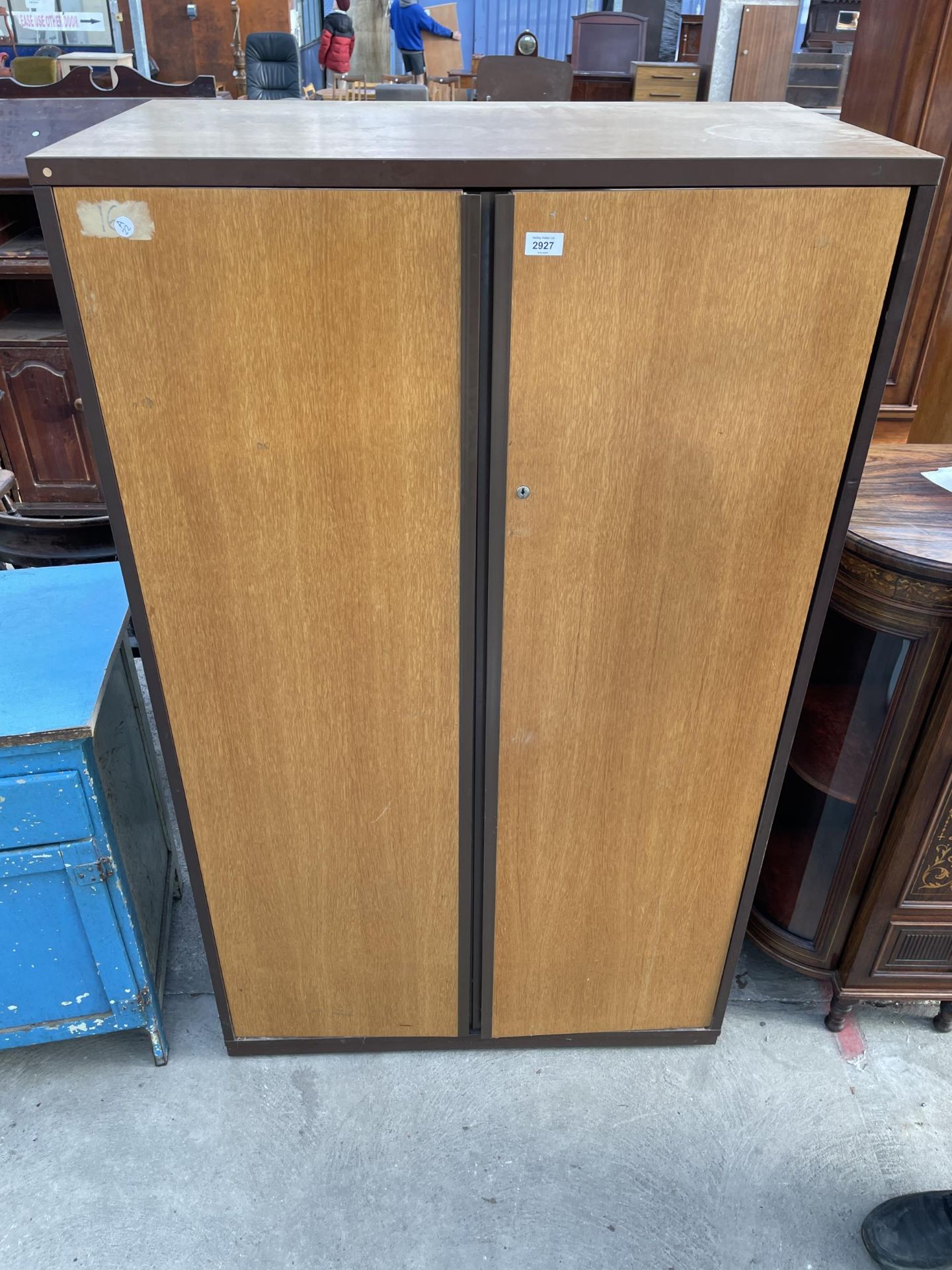 A PROJECT OFFICE FURNITURE TWO DOOR CUPBOARD, 35.5" WIDE