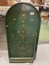 A VINTAGE GREEN WOODEN BAGATELLE GAME