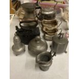 VARIOUS ITEMS TO INCLUDE SILVER PLATE, PEWTER, CAST ETC