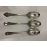 THREE MARKED SILVER SERVING SPOONS GROSS WEIGHT 393.3 GRAMS