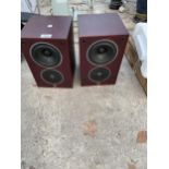 A PAIR OF SMALL WOODEN CASED WARFEDALE 504 SPEAKERS
