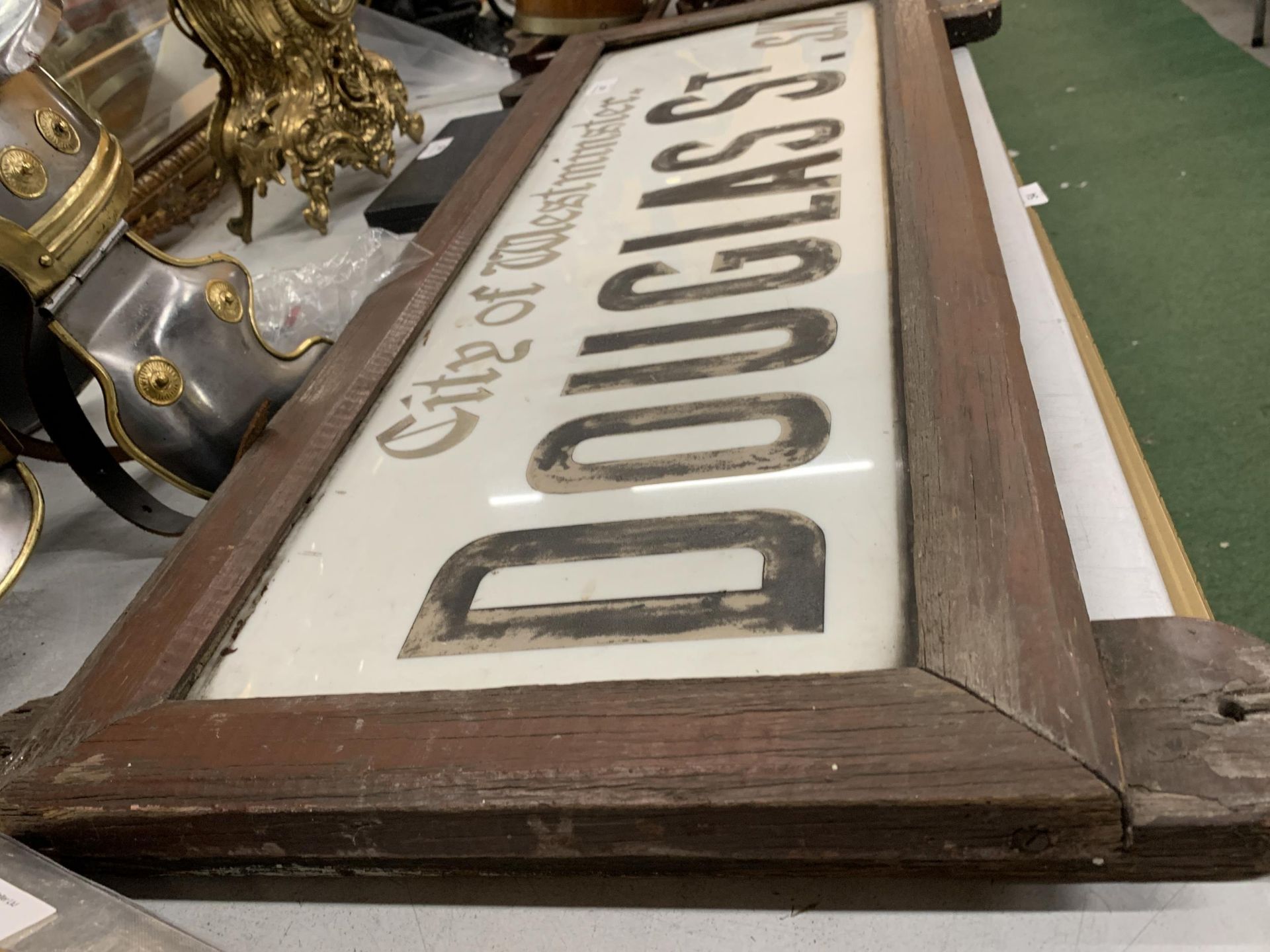 A WOODEN FRAMED ORIGINAL GLASS VINTAGE ROAD SIGN CITY OF WESTMINSTER DOUGLAS STREET SW - Image 3 of 3