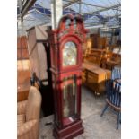 A MODERN AEON WINDSOR LONGCASE CLOCK WITH GLASS DOOR AND TWO WEIGHTS