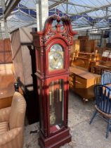 A MODERN AEON WINDSOR LONGCASE CLOCK WITH GLASS DOOR AND TWO WEIGHTS