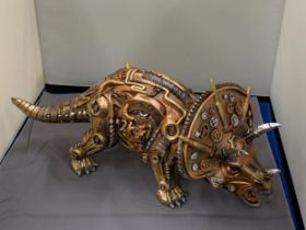 A STEAM PUNK TRICERATOPS FIGURE