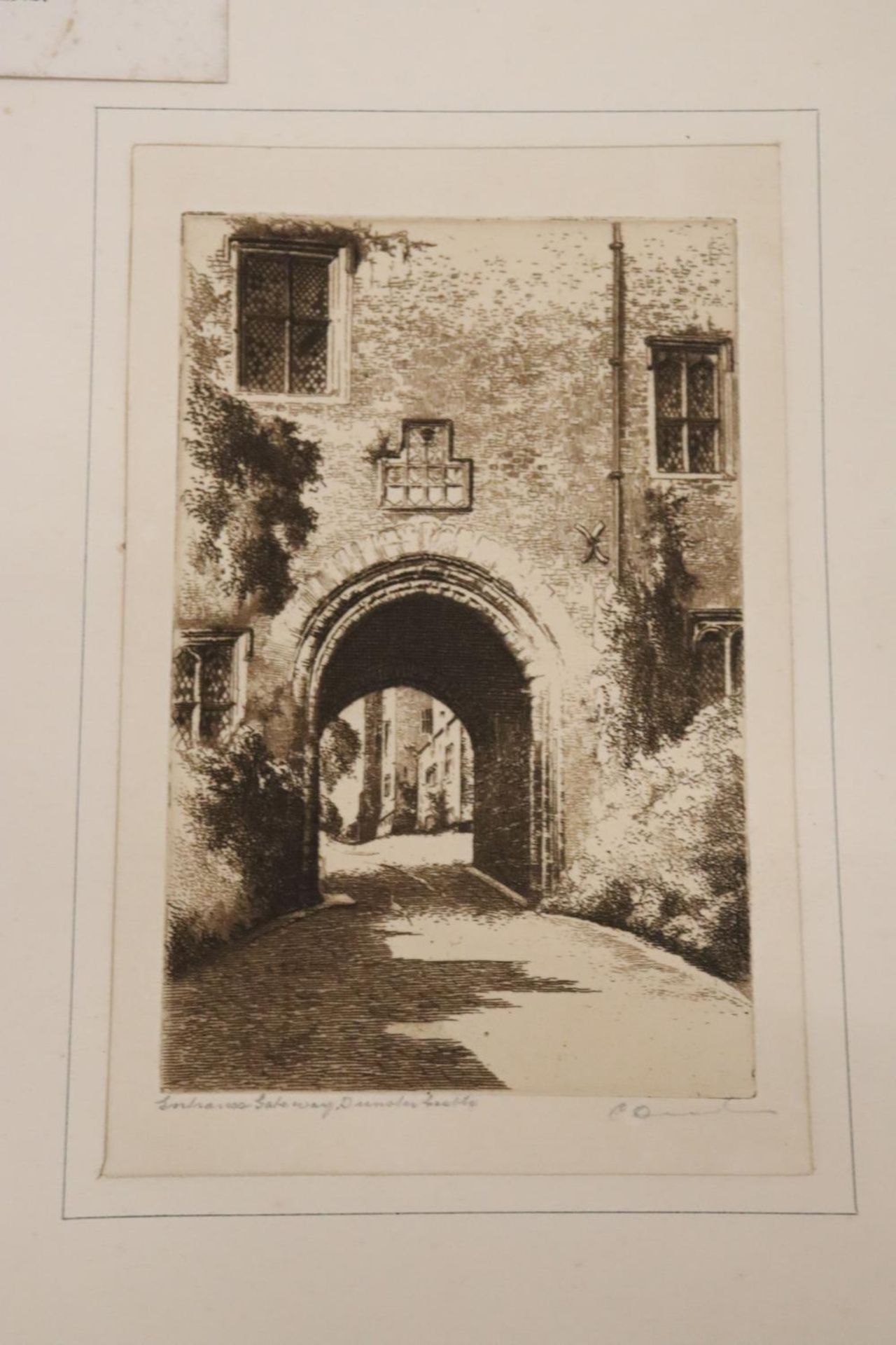 AN ORIGINAL ETCHING OF THE ENTRANCE GATEWAY TO DUNSTER CASTLE, BY C. DICKENS, SIGNED - Bild 5 aus 5