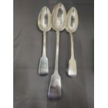 THREE HALLMARKED SILVER SERVING SPOONS GROSS WEIGHT 174 GRAMS