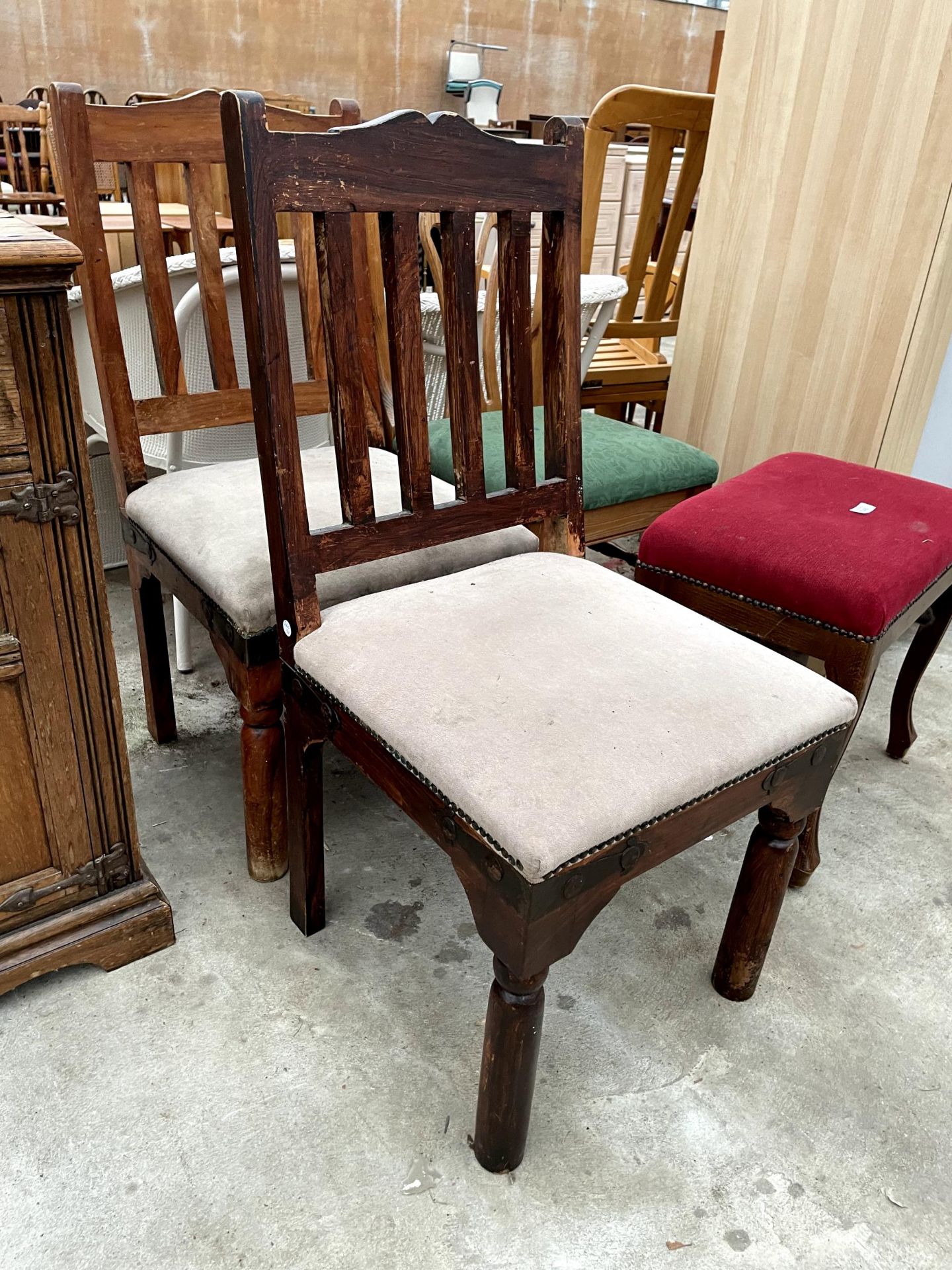 THREE VARIOUS DINING CHAIRS AND A STOOL - Image 2 of 3
