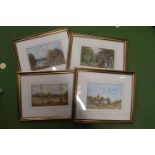 FOUR GOLD FRAMED MOUNTED PRINTS OF COUNTRYSIDE SCENES