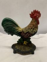 A CAST IRON COCKEREL DOORSTOP, HEIGHT 30CM