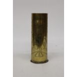 A WORLD WAR I TRENCH ART SHELL DATED 1914-19, HEIGHT 23CM