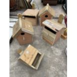 FIVE VARIOUS WOODEN BIRD BOXES