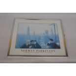 A NORMAN PARKINSON FRAMED PRINT OF NEW YORK, 68CM X 57CM