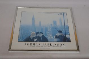 A NORMAN PARKINSON FRAMED PRINT OF NEW YORK, 68CM X 57CM