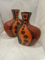 A PAIR OF TALL STUDIO POTTERY VASES